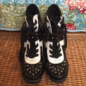 Call it Spring studded wedged sneakers